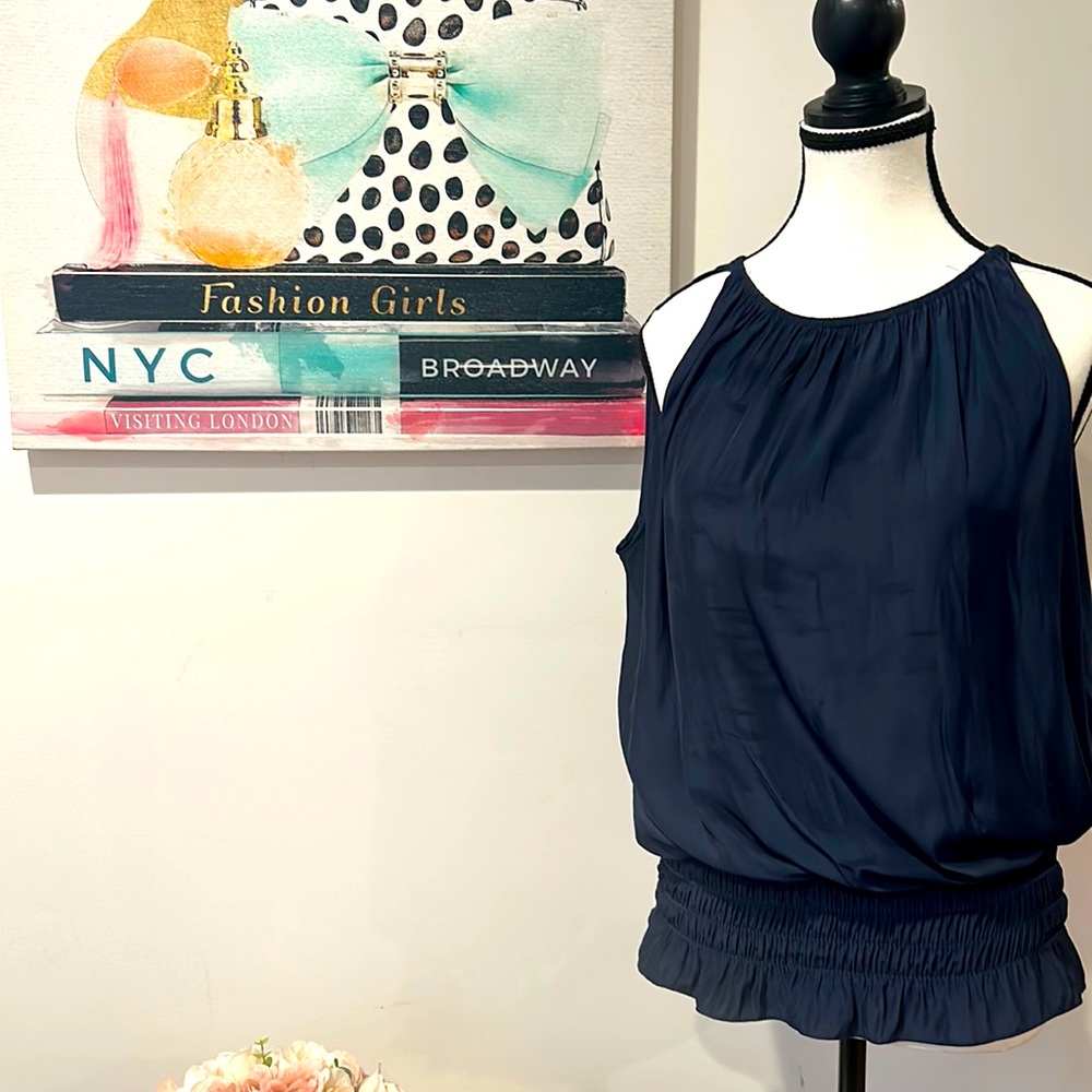 Ramy Brook Blue Ribbed Halter Tank Top